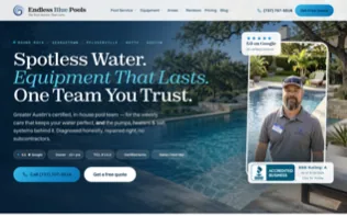 Homepage of Endless Blue Pools, captured 2026-09-20